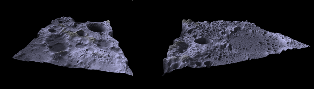 3D Surface map of moon Slices of the Moon's surface created with Surfer's 3D modeling features