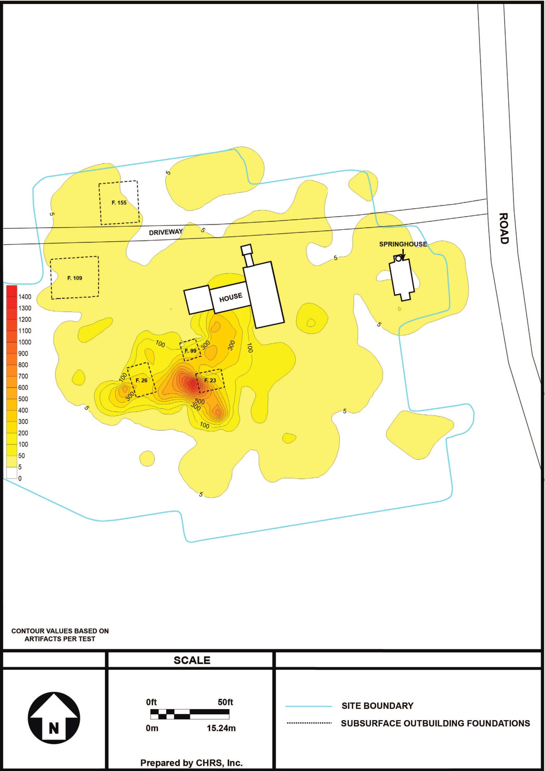 Kitchen artifact distribution map created in Surfer
