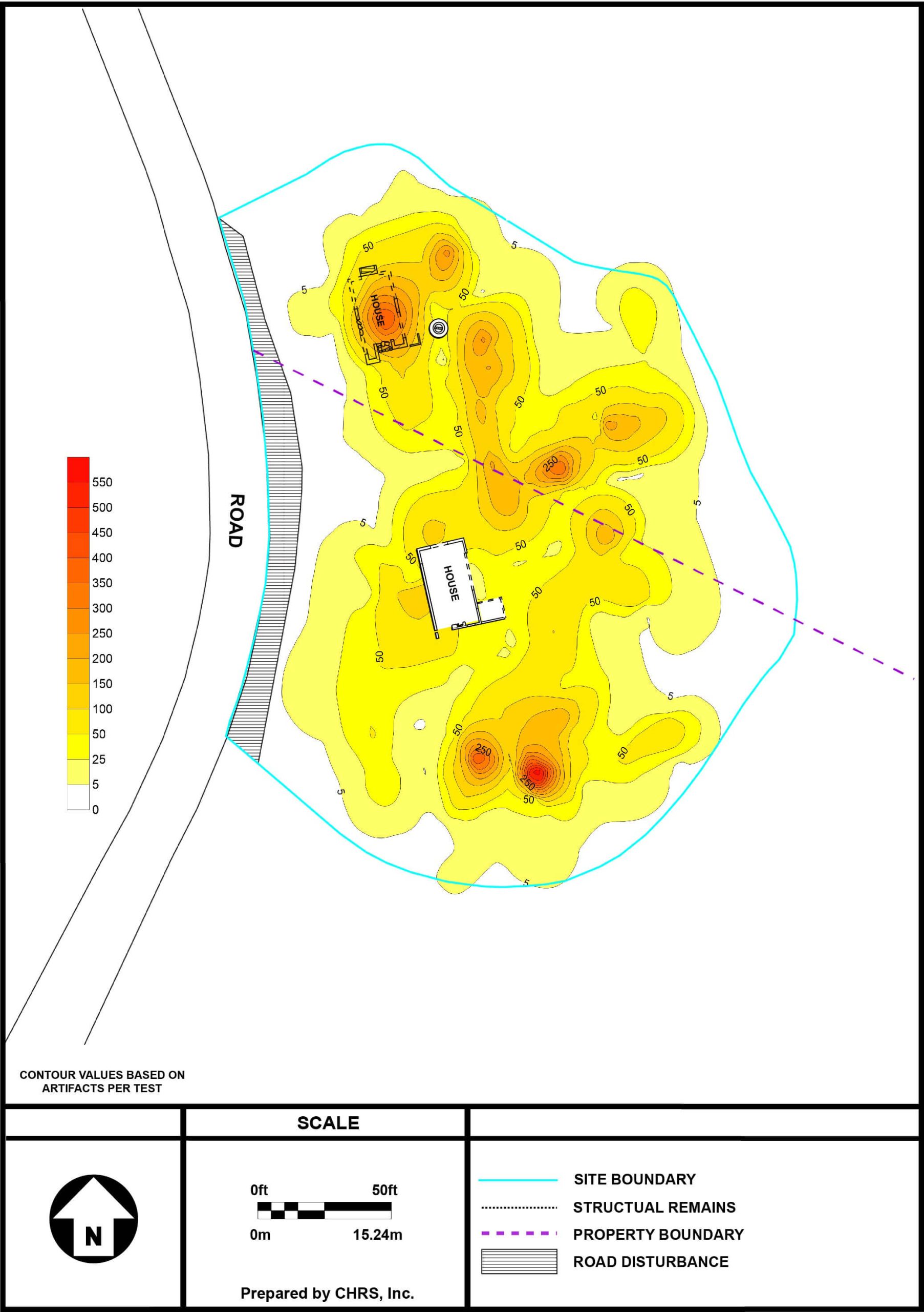 Total artifact distribution map created with Surfer