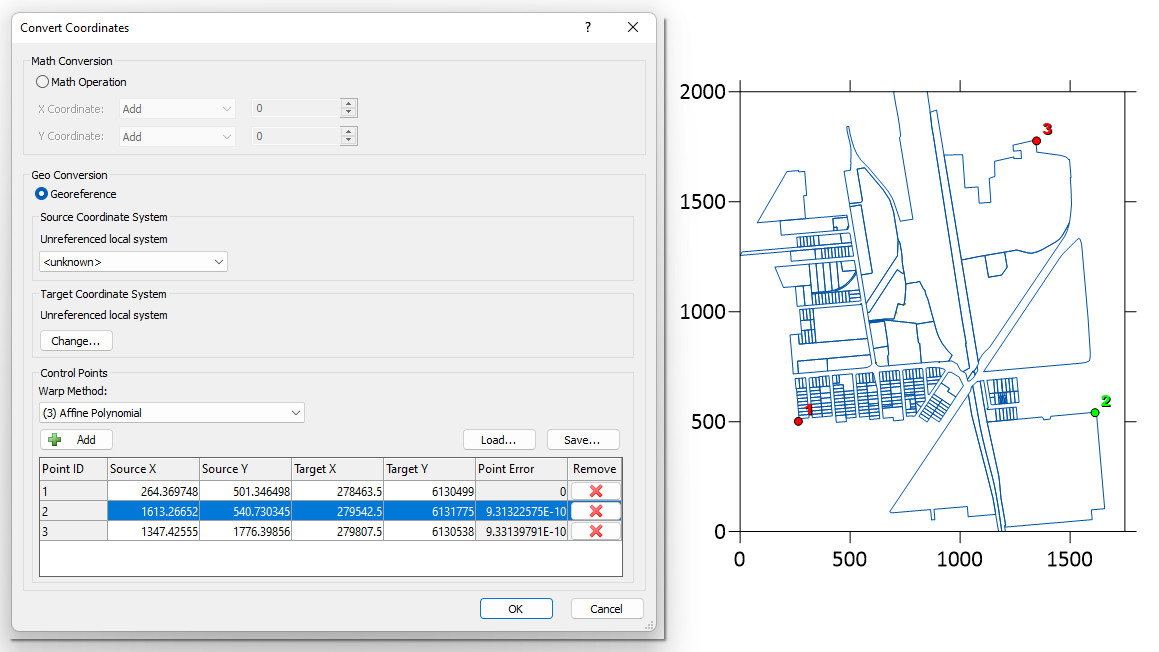 Recalibrate a Base(vector) layer using either a math conversion or a georeference conversion in Surfer