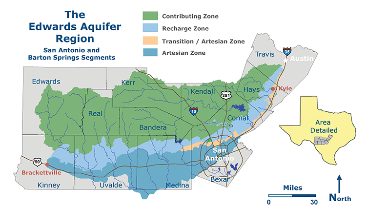 Edwards Aquifer groundwater map