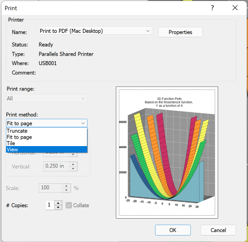 Print preview in Grapher