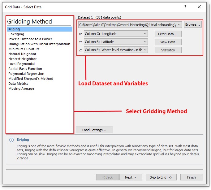 Grid Data dialog and gridding methods in Surfer for environmental professionals