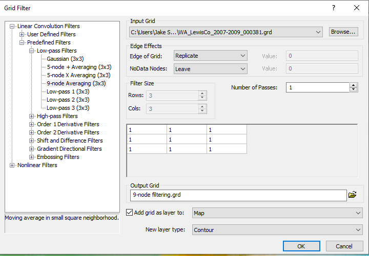 Grid filter dialog in Surfer