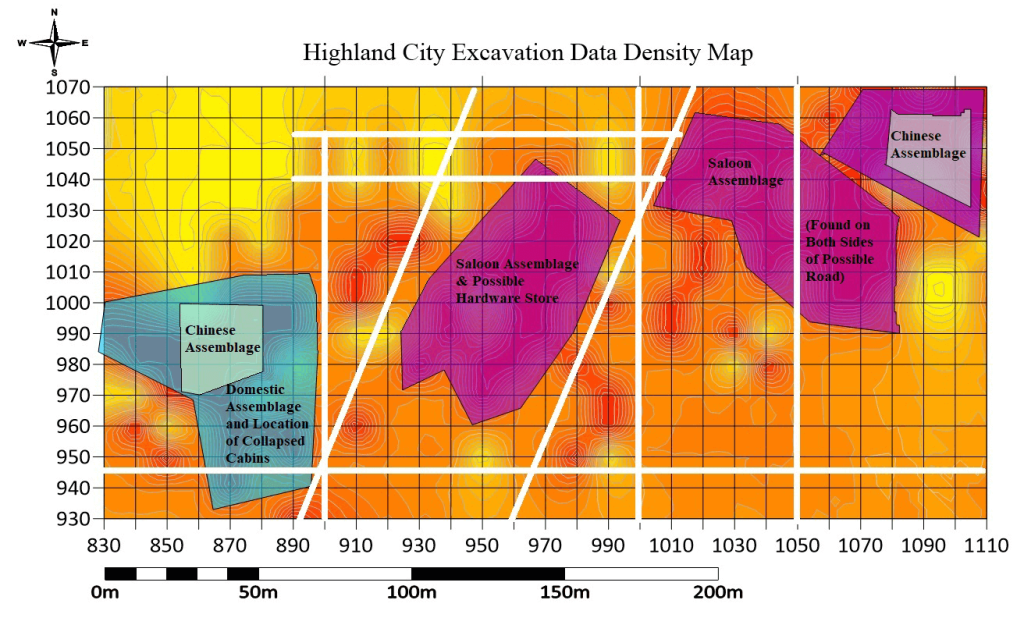 Artifact density contours created in Surfer