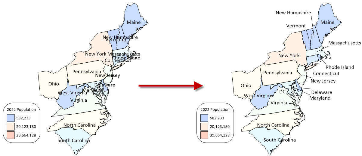 Display label leader lines for base or drillhole layer labels to identify the object that goes with the label.