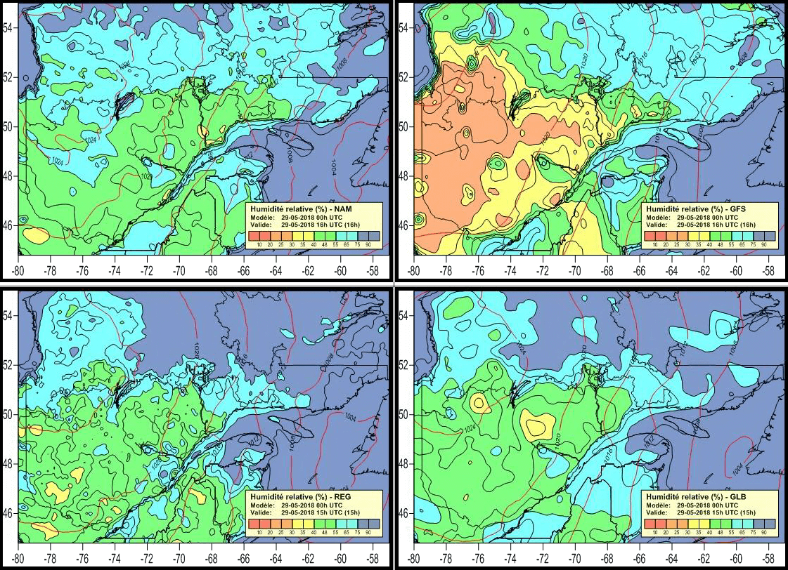 Relative humidity weather map created in Surfer