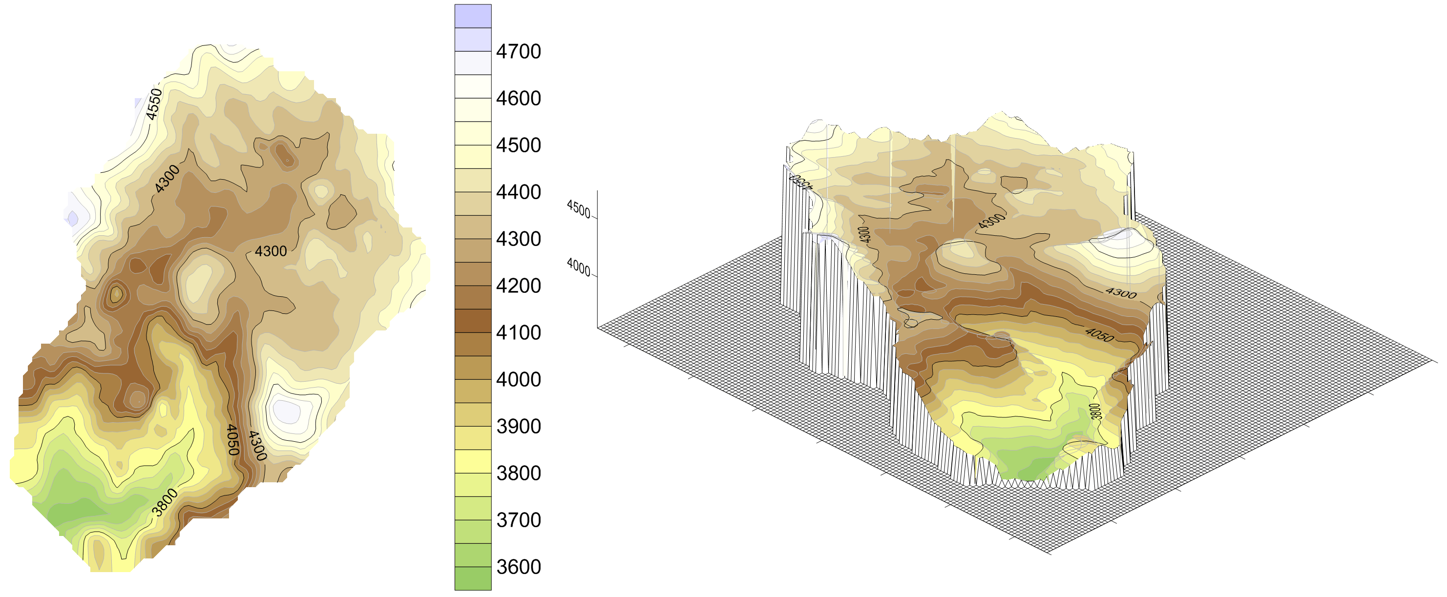 3D Surface elevation map of a mine site created in Surfer