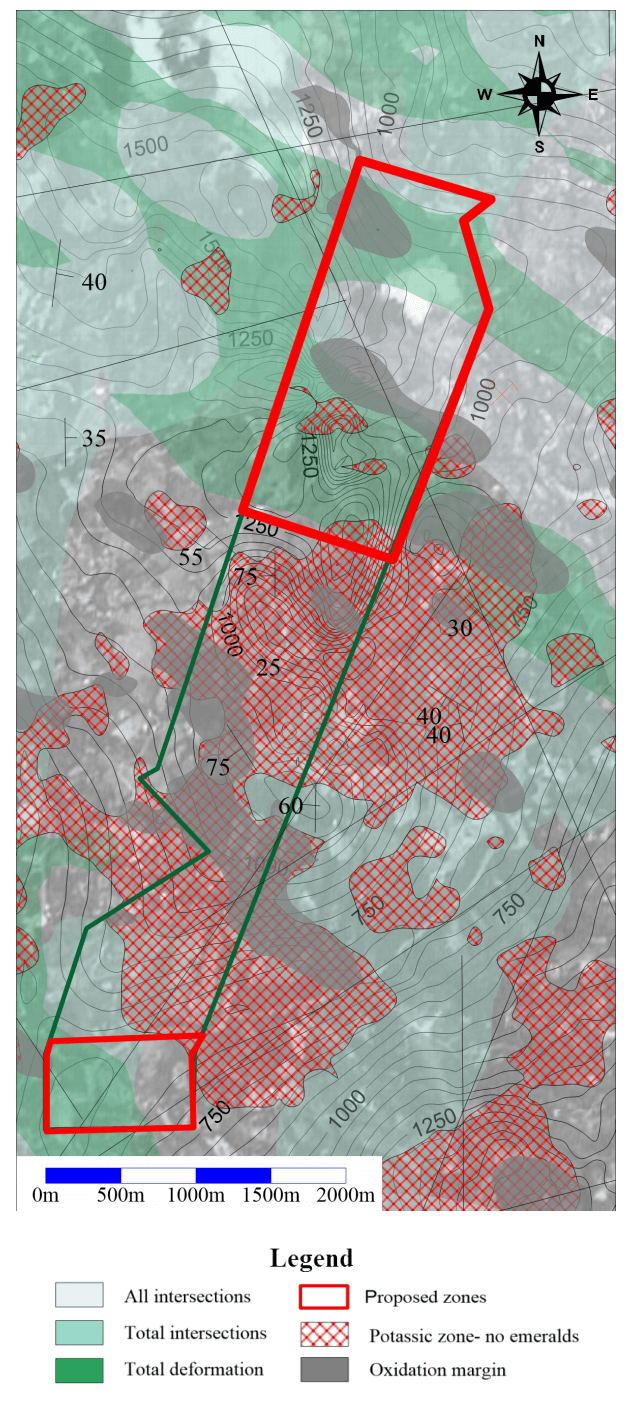 Proposed mining area map created with Surfer