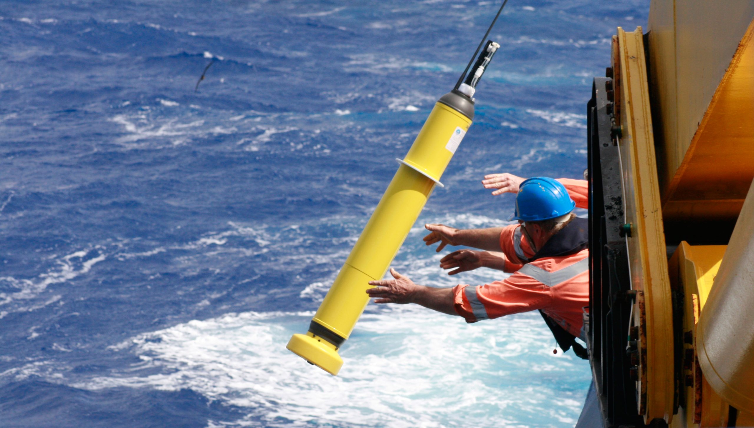 Argo float being deployed in the ocean