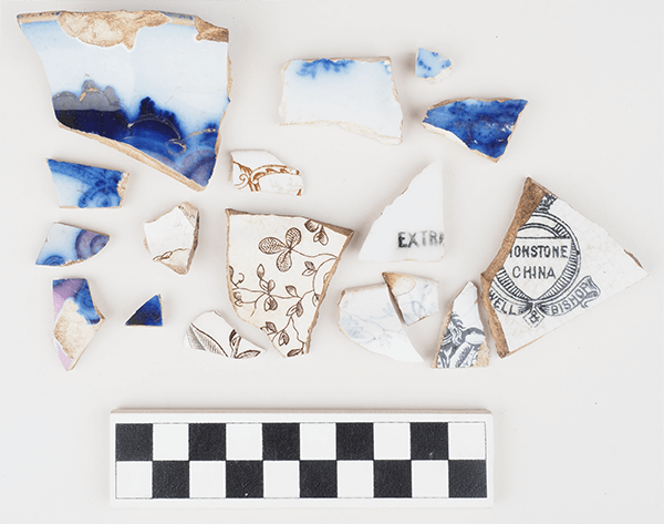 Refined white earthenware sherds of artifacts