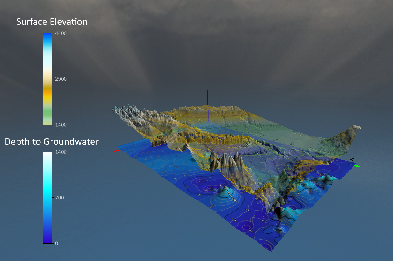 3D model of water table created in Surfer