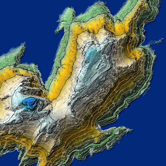 Elevation contours of Skellig Michal in Ireland created in Surfer