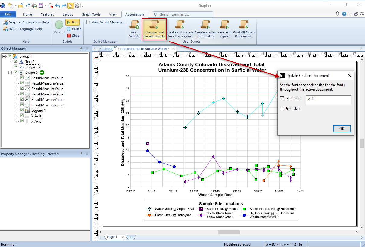 This image highlights the new script you can use to change the font in all the objects in your plot.