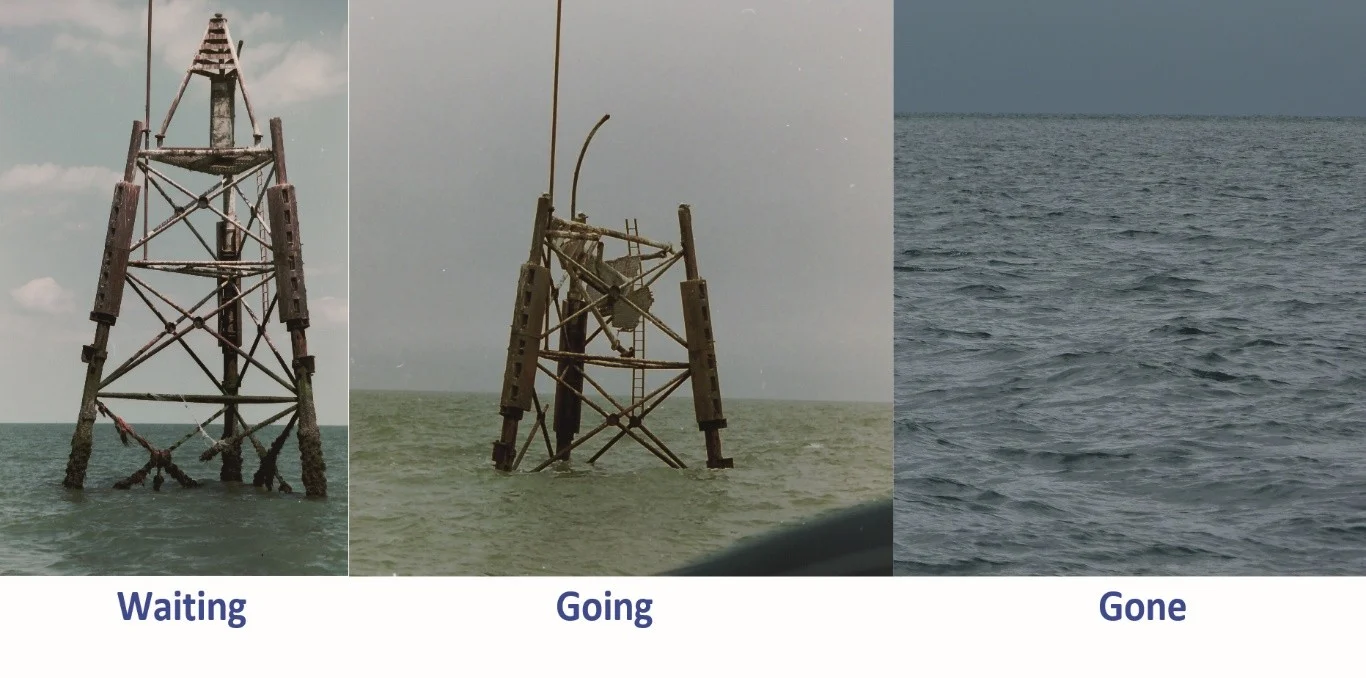 SW Sunk Beacon This image shows the progression of the SW Sunk Beacon's sinking.